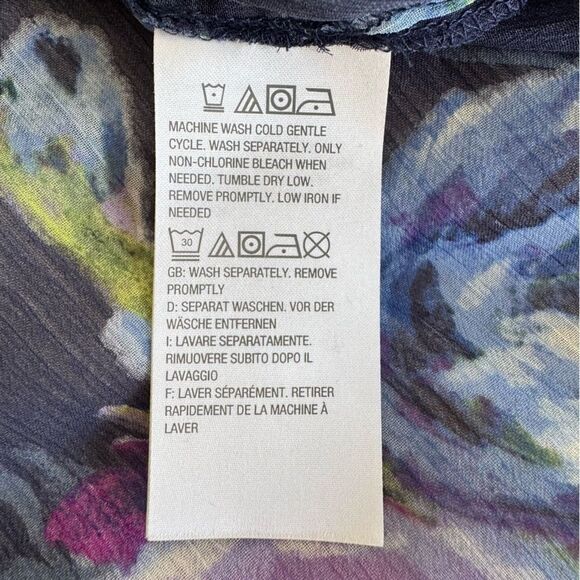 Susan Graver Floral Print Lace Sheer Tunic Blouse Size XL - Picture 8 of 9